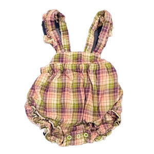 Maison Me Girls Purple | Green Plaid Romper size: 0-3 Months